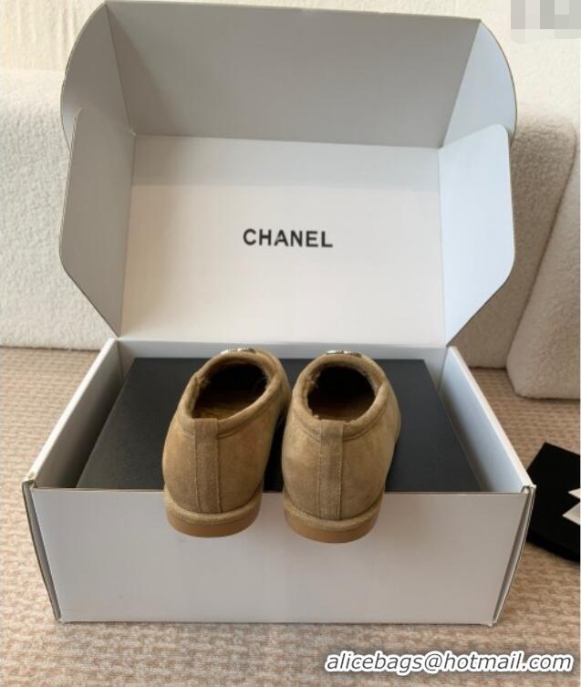 ​Modern Classic Chanel Suede & Shearling Wool Loafers Flat CH112005 Camel Brown 2024