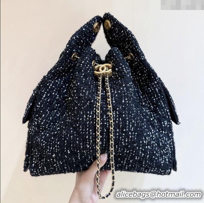 Spot Bulk Chanel Tweed & Sequins Medium Hobo Bag AS5311 Black 2025 Top Quality