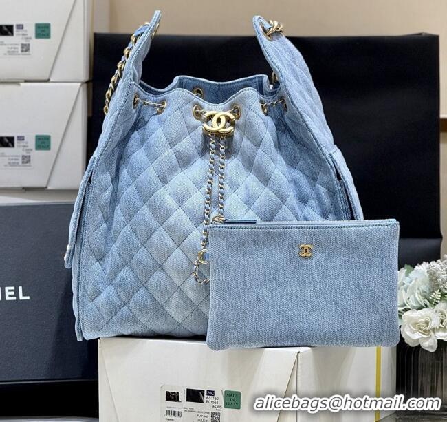 Buy Grade Chanel Denim Medium Hobo Bag AS5311 Light Blue 2025 Top Quality