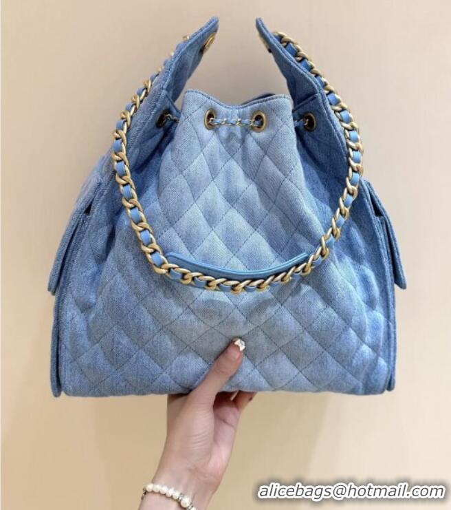 Buy Grade Chanel Denim Medium Hobo Bag AS5311 Light Blue 2025 Top Quality