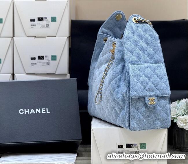 Buy Grade Chanel Denim Medium Hobo Bag AS5311 Light Blue 2025 Top Quality