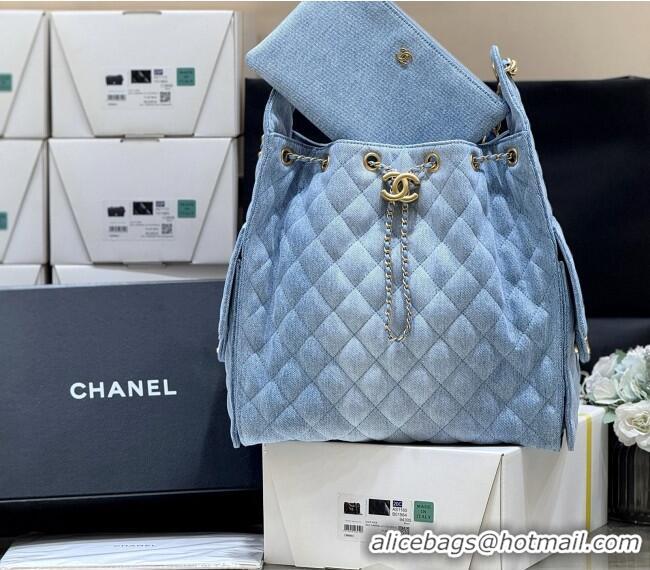 Buy Grade Chanel Denim Medium Hobo Bag AS5311 Light Blue 2025 Top Quality