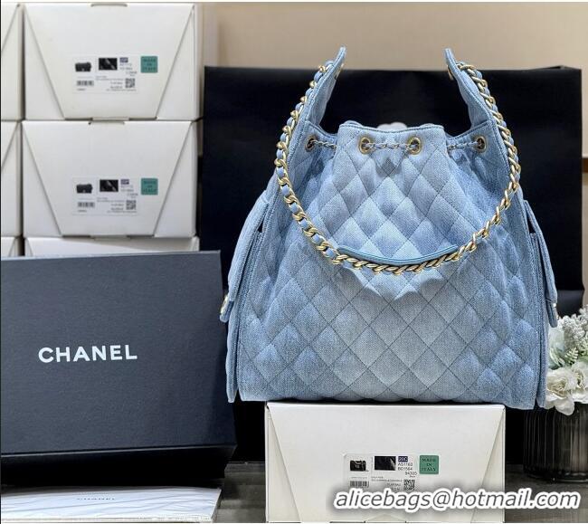 Buy Grade Chanel Denim Medium Hobo Bag AS5311 Light Blue 2025 Top Quality