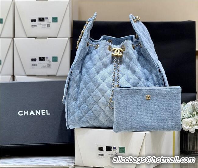 Buy Grade Chanel Denim Medium Hobo Bag AS5311 Light Blue 2025 Top Quality
