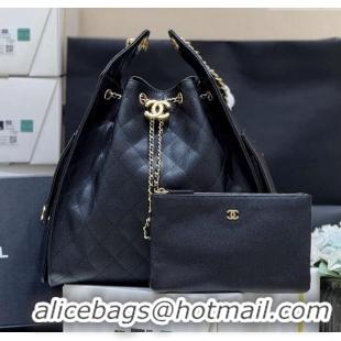 Famous Brand Chanel Haas Grained Calfskin Medium Hobo Bag AS5311 Black 2025 Top Quality