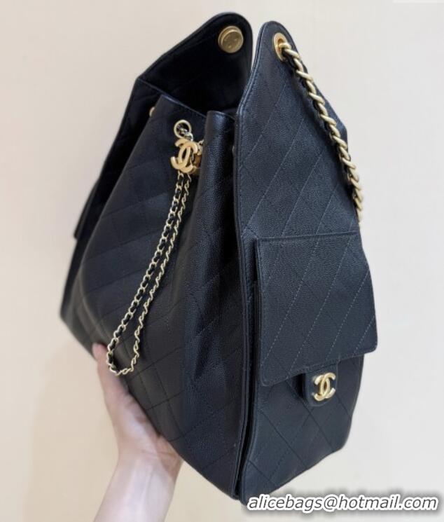 Famous Brand Chanel Haas Grained Calfskin Medium Hobo Bag AS5311 Black 2025 Top Quality