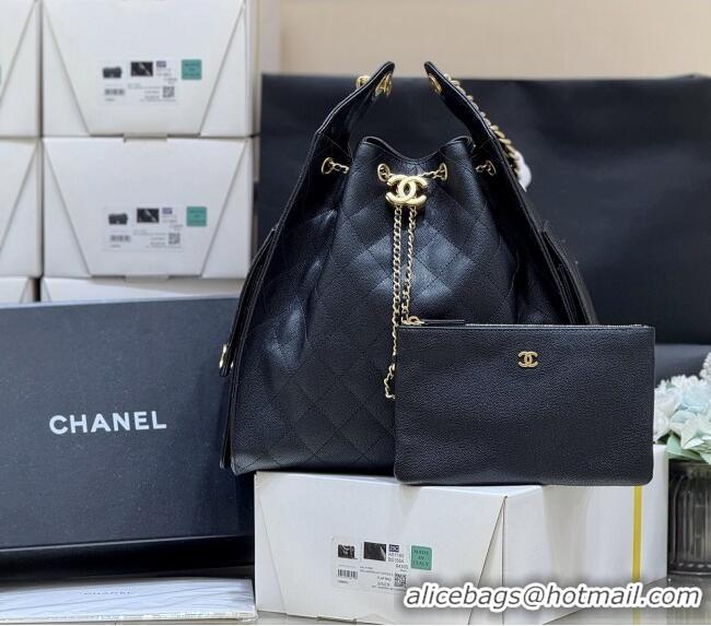 Famous Brand Chanel Haas Grained Calfskin Medium Hobo Bag AS5311 Black 2025 Top Quality