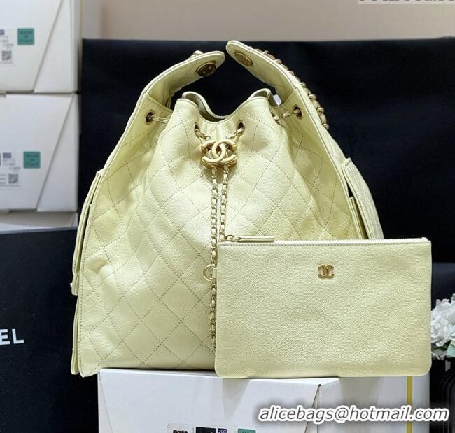 Buy Wholesale Chanel Haas Grained Calfskin Medium Hobo Bag AS5311 Light Yellow 2025 Top Quality