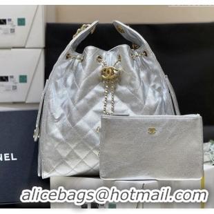 Luxury Classic Chanel Haas Grained Calfskin Medium Hobo Bag AS5311 Silver 2025 Top Quality