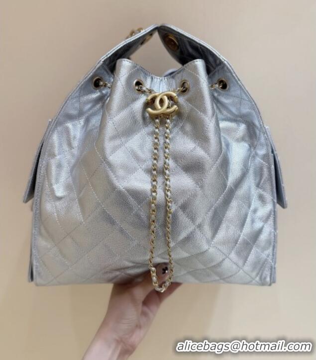 Luxury Classic Chanel Haas Grained Calfskin Medium Hobo Bag AS5311 Silver 2025 Top Quality
