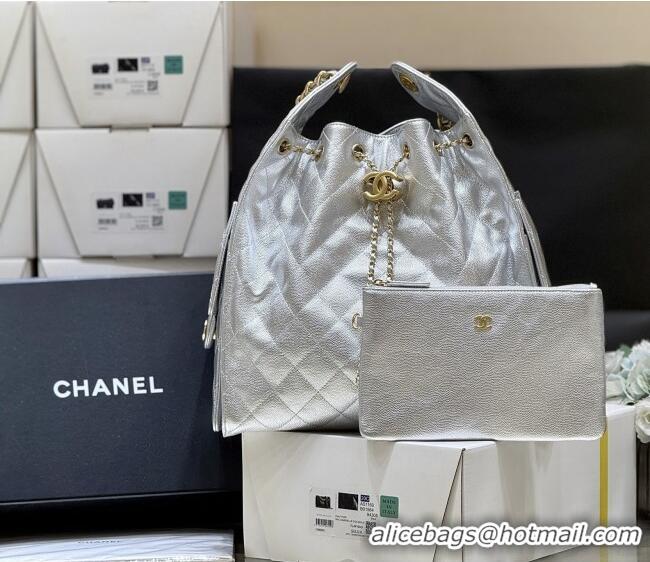 Luxury Classic Chanel Haas Grained Calfskin Medium Hobo Bag AS5311 Silver 2025 Top Quality