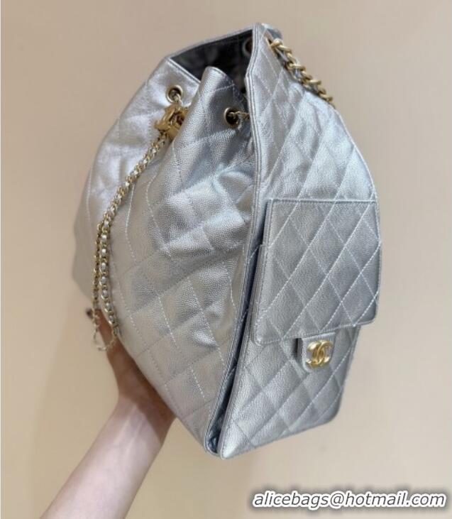 Luxury Classic Chanel Haas Grained Calfskin Medium Hobo Bag AS5311 Silver 2025 Top Quality