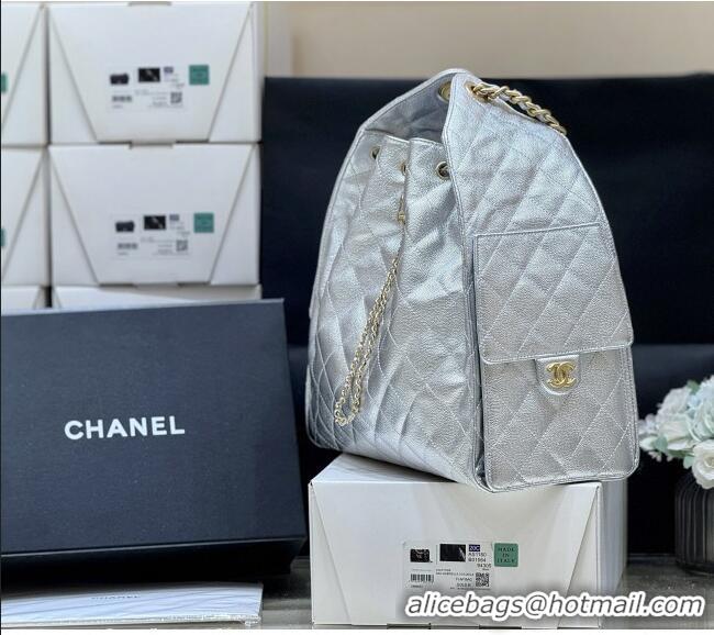 Luxury Classic Chanel Haas Grained Calfskin Medium Hobo Bag AS5311 Silver 2025 Top Quality
