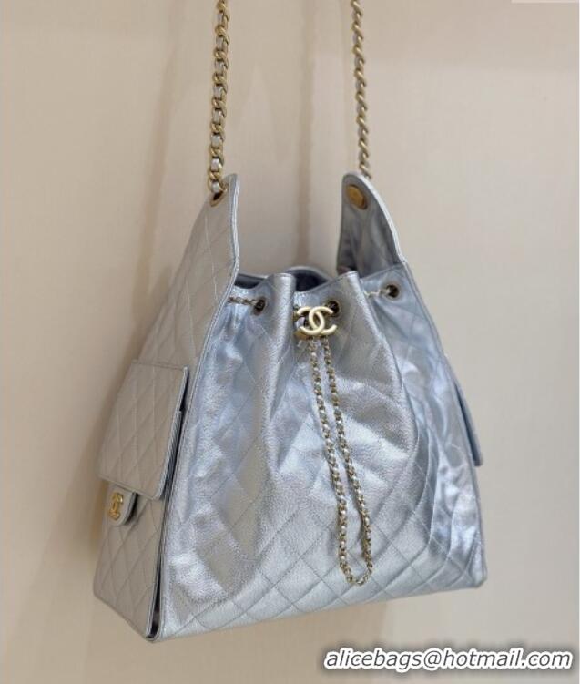 Luxury Classic Chanel Haas Grained Calfskin Medium Hobo Bag AS5311 Silver 2025 Top Quality