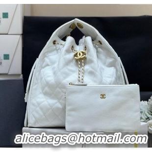 Promotional Chanel Haas Grained Calfskin Medium Hobo Bag AS5311 White 2025 Top Quality