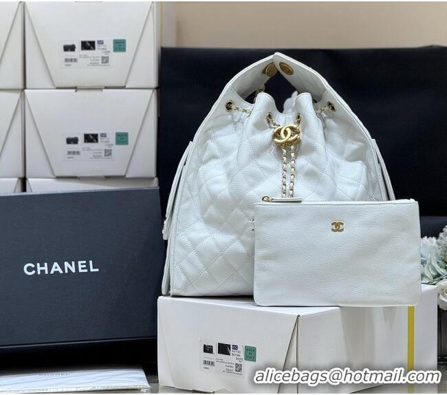 Promotional Chanel Haas Grained Calfskin Medium Hobo Bag AS5311 White 2025 Top Quality