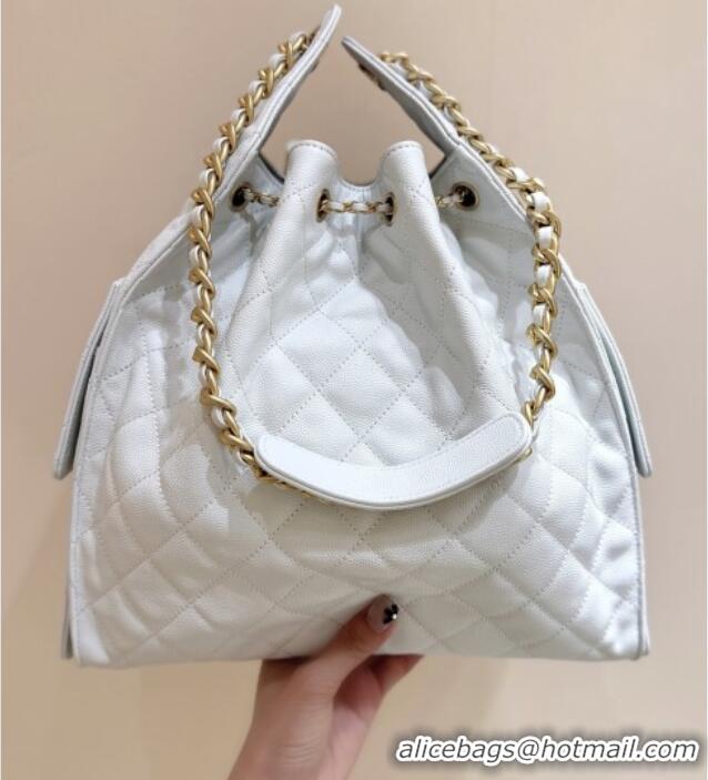 Promotional Chanel Haas Grained Calfskin Medium Hobo Bag AS5311 White 2025 Top Quality