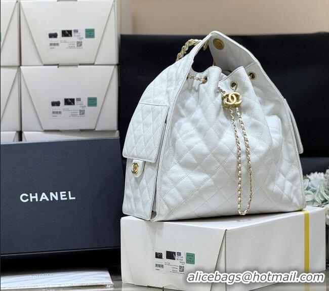 Promotional Chanel Haas Grained Calfskin Medium Hobo Bag AS5311 White 2025 Top Quality