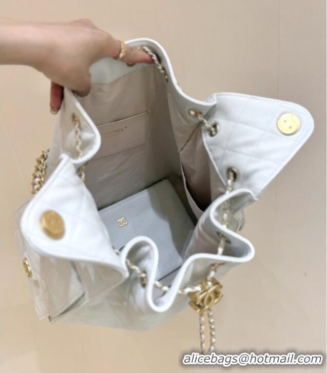 Promotional Chanel Haas Grained Calfskin Medium Hobo Bag AS5311 White 2025 Top Quality