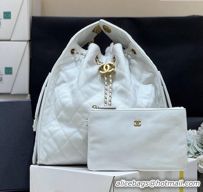 Promotional Chanel Haas Grained Calfskin Medium Hobo Bag AS5311 White 2025 Top Quality