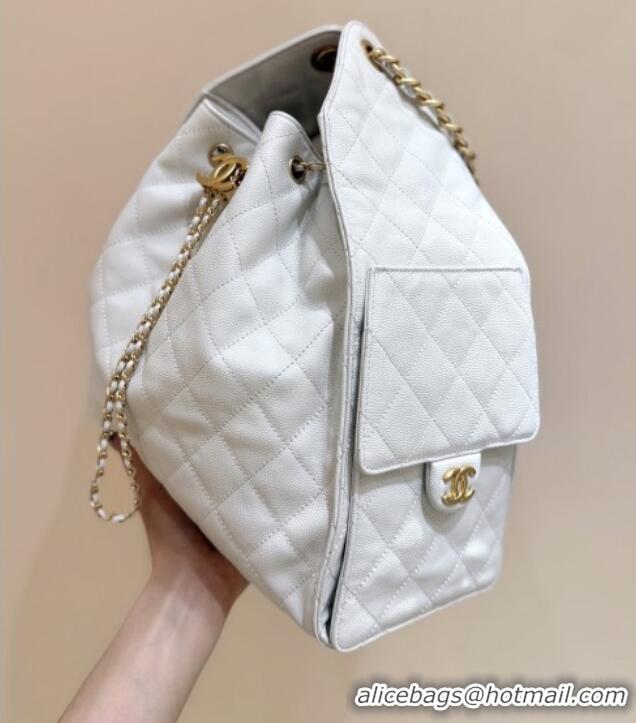Promotional Chanel Haas Grained Calfskin Medium Hobo Bag AS5311 White 2025 Top Quality