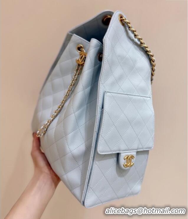Best Price Chanel Haas Grained Calfskin Medium Hobo Bag AS5311 Light Blue 2025 Top Quality