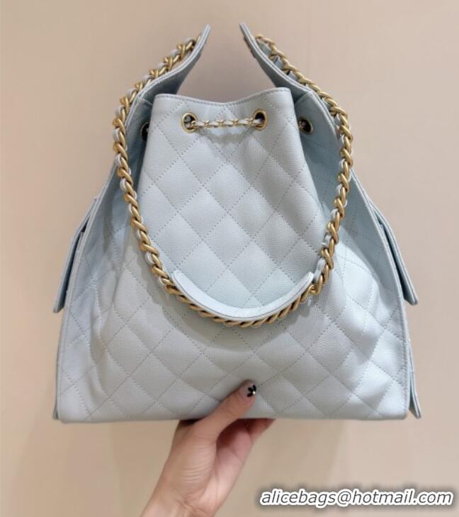 Best Price Chanel Haas Grained Calfskin Medium Hobo Bag AS5311 Light Blue 2025 Top Quality