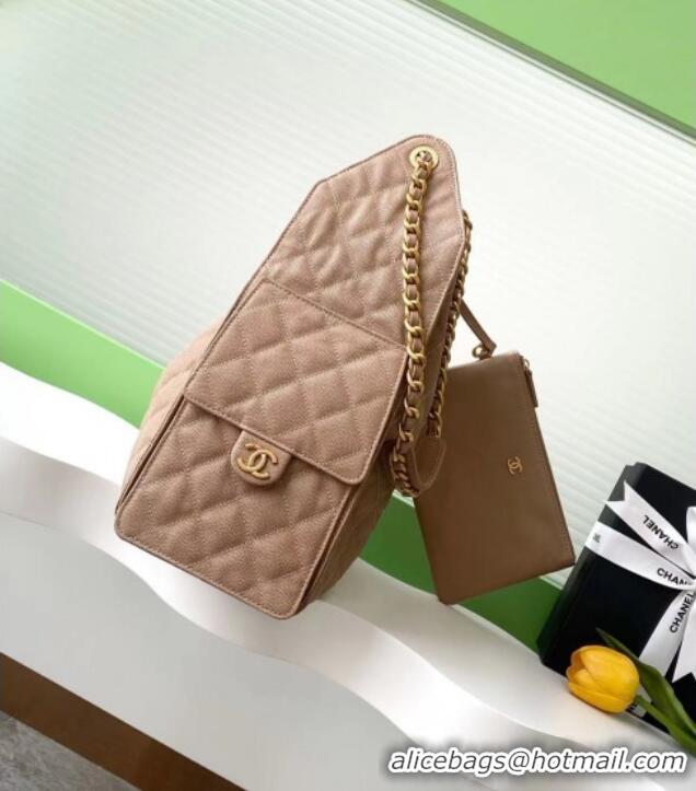 New Stylish Chanel Grained Calfskin Medium Hobo Bag AS5311 Light Brown 2025