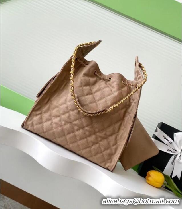 New Stylish Chanel Grained Calfskin Medium Hobo Bag AS5311 Light Brown 2025
