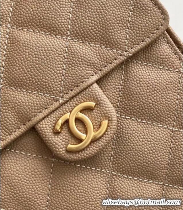 New Stylish Chanel Grained Calfskin Medium Hobo Bag AS5311 Light Brown 2025