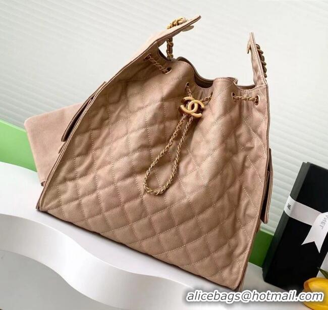 New Stylish Chanel Grained Calfskin Medium Hobo Bag AS5311 Light Brown 2025