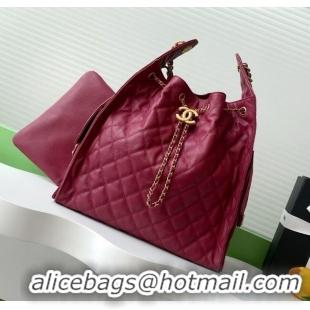New Product Chanel Grained Calfskin Medium Hobo bag AS5311 Burgundy 2025