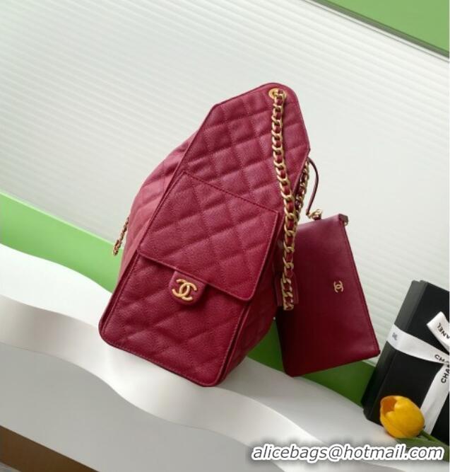 New Product Chanel Grained Calfskin Medium Hobo bag AS5311 Burgundy 2025
