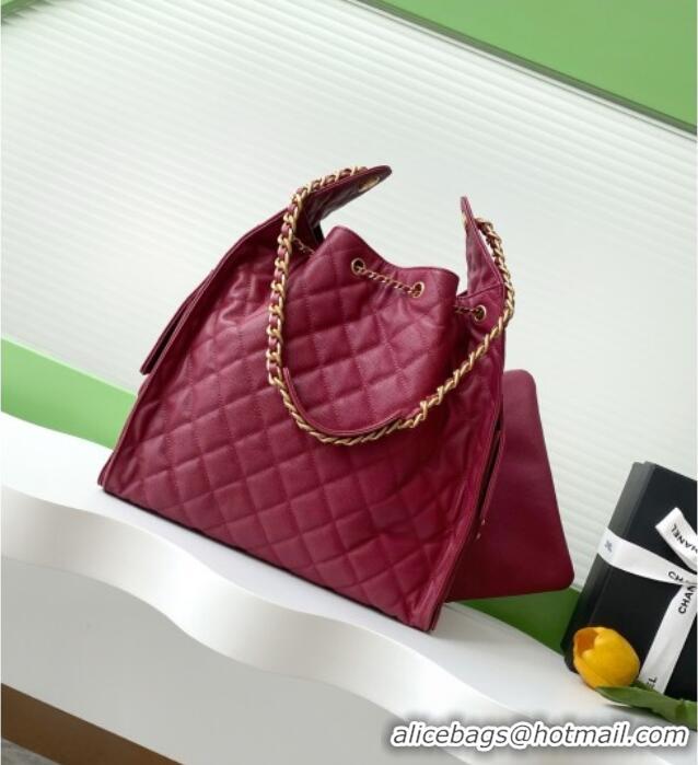 New Product Chanel Grained Calfskin Medium Hobo bag AS5311 Burgundy 2025
