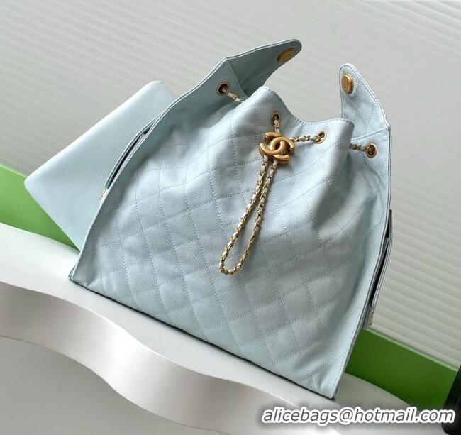 Best Price Chanel Grained Calfskin Medium Hobo bag AS5311 Light Blue 2025