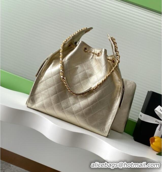 Luxury Cheap Chanel Grained Calfskin Medium Hobo bag AS5311 Gold 2025