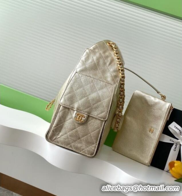 Luxury Cheap Chanel Grained Calfskin Medium Hobo bag AS5311 Gold 2025