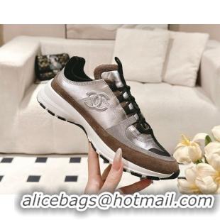 Buy Discount Chanel Laminated Calfskin & Suede Sneakers Brown 2025 G46609