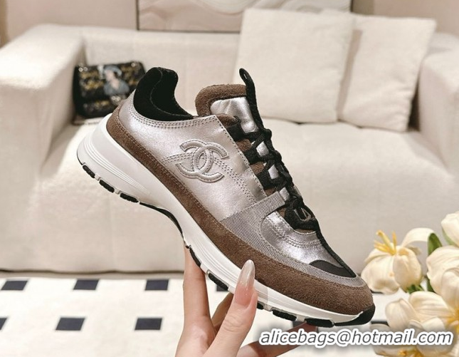 Buy Discount Chanel Laminated Calfskin & Suede Sneakers Brown 2025 G46609