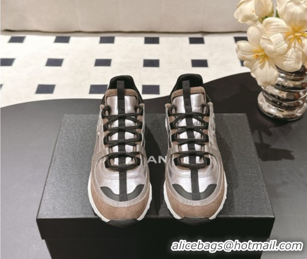Buy Discount Chanel Laminated Calfskin & Suede Sneakers Brown 2025 G46609