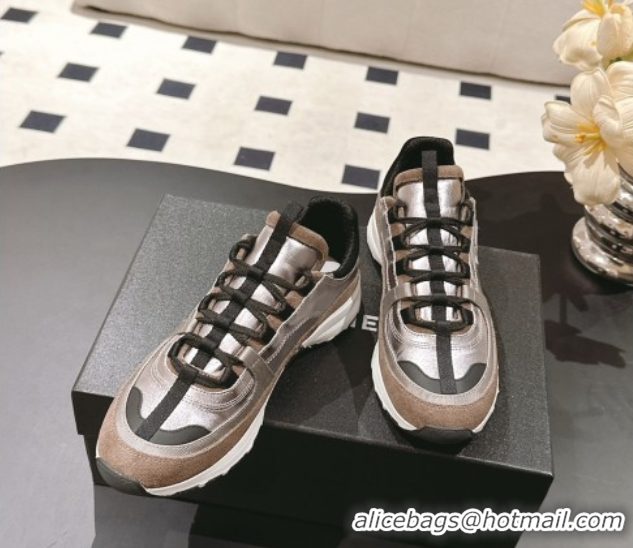 Buy Discount Chanel Laminated Calfskin & Suede Sneakers Brown 2025 G46609
