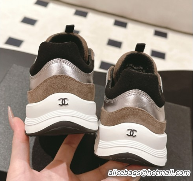 Buy Discount Chanel Laminated Calfskin & Suede Sneakers Brown 2025 G46609