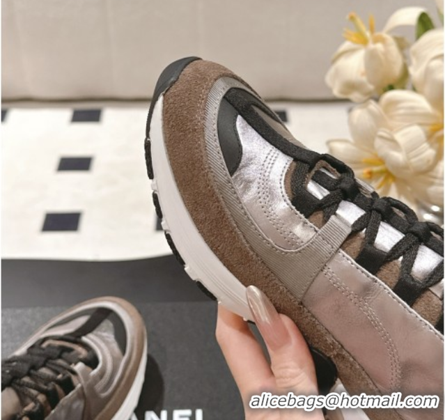 Buy Discount Chanel Laminated Calfskin & Suede Sneakers Brown 2025 G46609