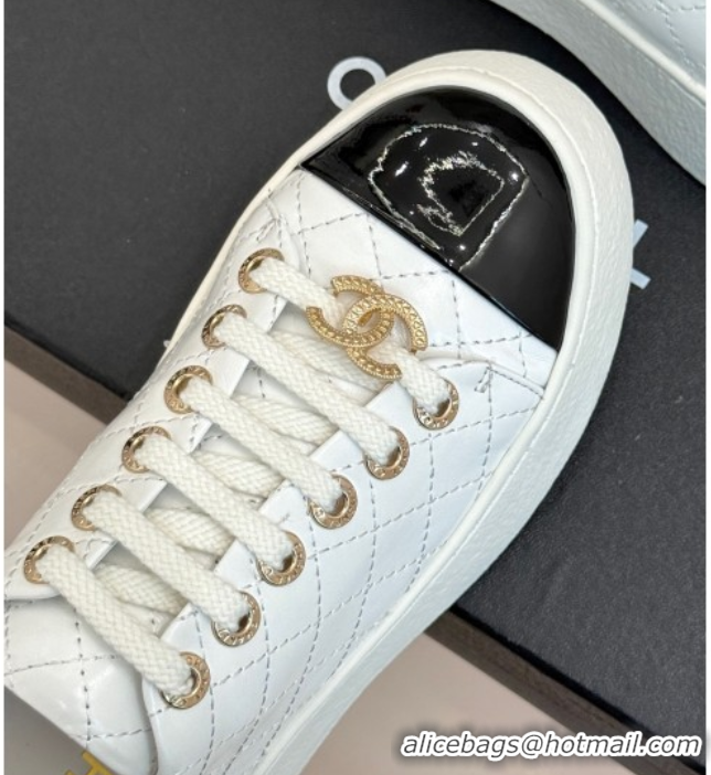 Classic Hot Chanel Quilted Calfskin Platform Sneakers 3.5cm White 2025 G46620
