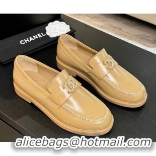 Cheap Price Chanel Shiny Calfskin Loafers with Chain and Strass CC Yellow 2025ss G37430