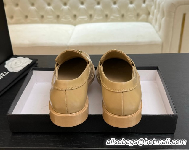 Cheap Price Chanel Shiny Calfskin Loafers with Chain and Strass CC Yellow 2025ss G37430