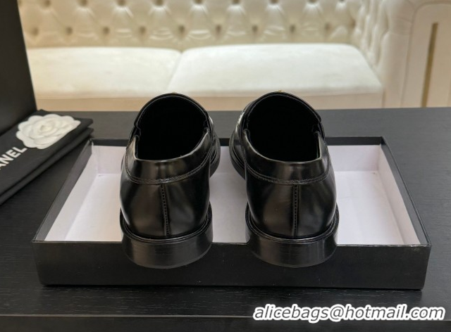Discount Chanel Shiny Calfskin Loafers with Lion Black 2025 CH051714