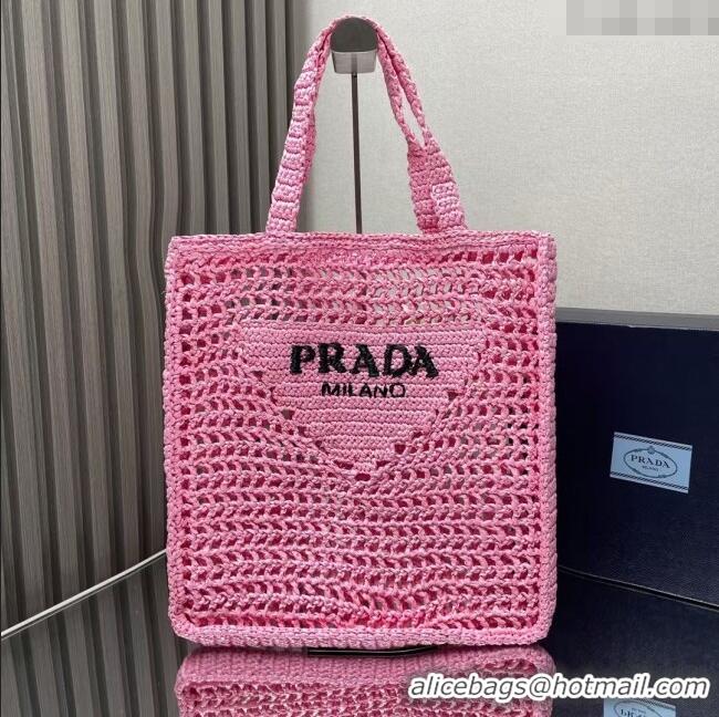 Best Price Prada Raffia Tote Bag 1BG393 Pink 2024