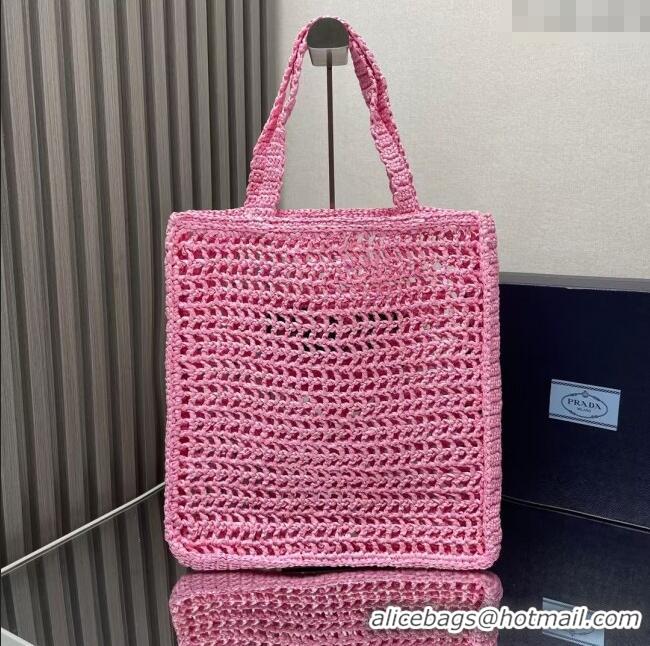 Best Price Prada Raffia Tote Bag 1BG393 Pink 2024