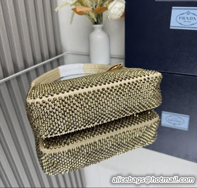 Best Price Prada Re-Edition Satin Mini-bag with Crystals 1NE515 Gold 2025